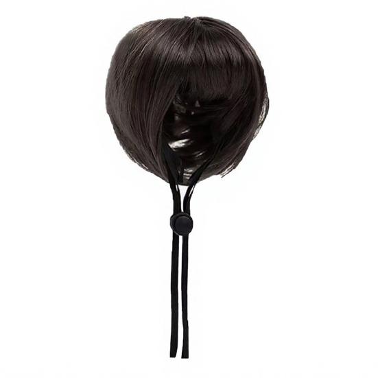 Bob Saç Kesimi Evcil Hayvan Peruğu Komik Tam Kaküllü Köpek Peruğu Kesilebilir Kısa Kedi Peruğu Ayarlanabilir Kayışlı Partiler ve Cosplay İçin Kostüm Aksesuarı