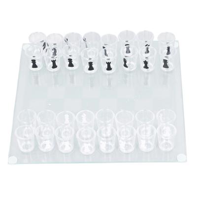 Schnapsglas Schachspiel Trinkspiel Set Schachbrett mit Schnapsglas Schachfiguren 22,5x22,5cm