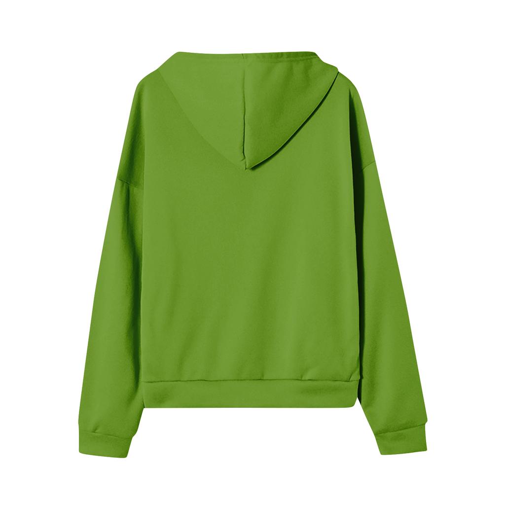 Women's Casual Fashion Long Sleeve Zipper Printed Hooded Sweatshirt