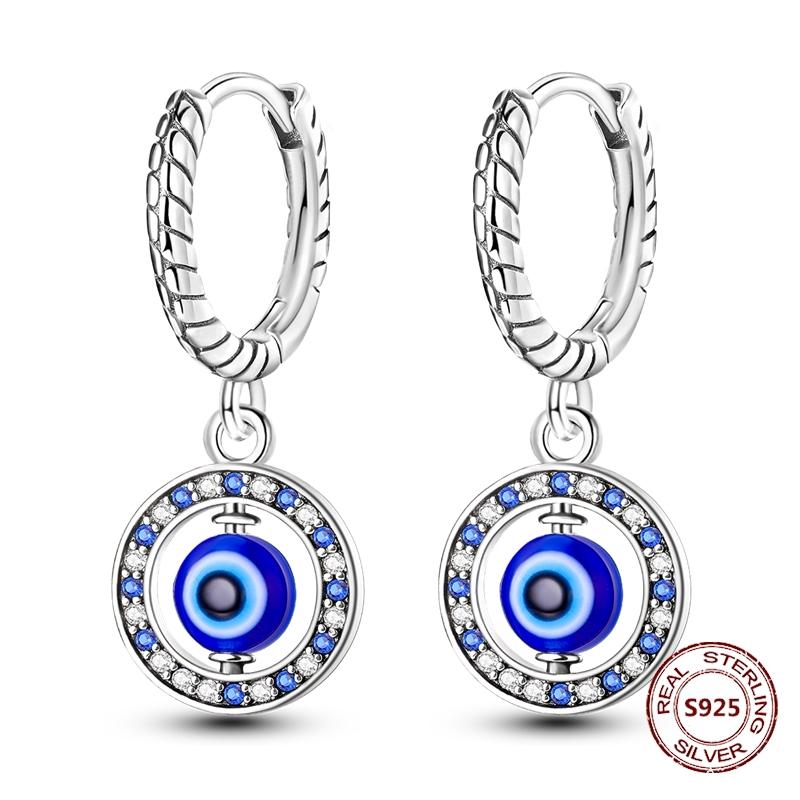 New 925 Silver Chameleon Unicorn Cute Stud Earrings Zircon Blue Eyes Flower Small Earrings For Women Girls Lovely Jewelry Gift