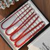 7A Red and Green Agate Chalcedony Beaded Necklace with Yuanbao Buckle - Women's Cross-border Hot Jewelry Item