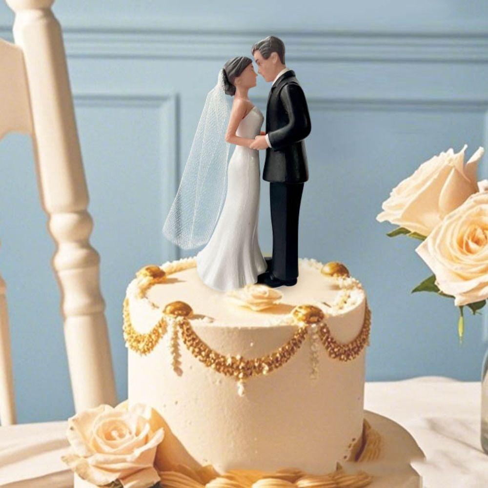 White/Black Cake Toppers Dolls Elegant Bride & Groom Figurines Couple Wedding Cake Topper  Wedding