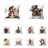 Cute Santa Claus Merry Christmas Printed Pattern Cushion Cover Home Living Room Sofa Decoration Polyester Pillow