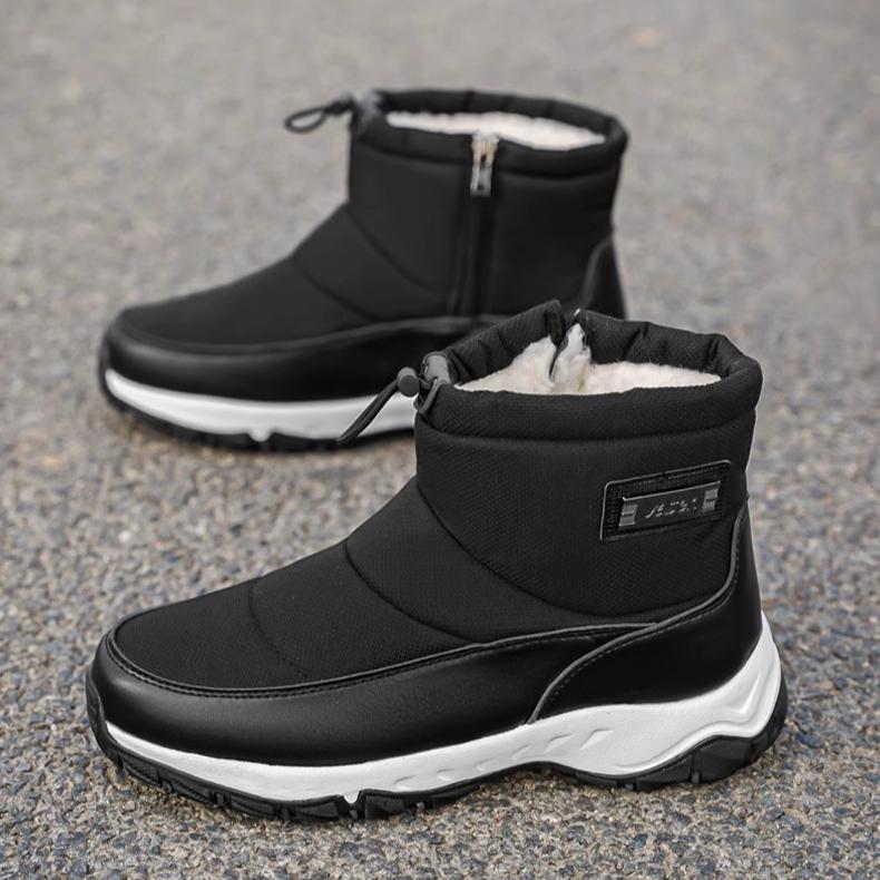 Winter Warm Snow Boots for Men Outdoor Anti-Slip Waterproof Walking Ankle Booties for Male Comfortable Hiking Mid-Calf Boots Shoes With Fur Lined