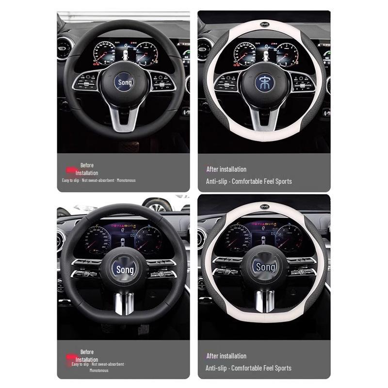 Steering Wheel Cover for BYD: Dolphin, Han, Seagull, Yuan Plus, Qin Plus DMI, Song, Tang - Includes Card Holder