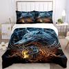 3pcs Wolf Flame Bedding Set Down Comforter Cover and Pillowcases, Suitable for All Seasons(No Insert)-0729070