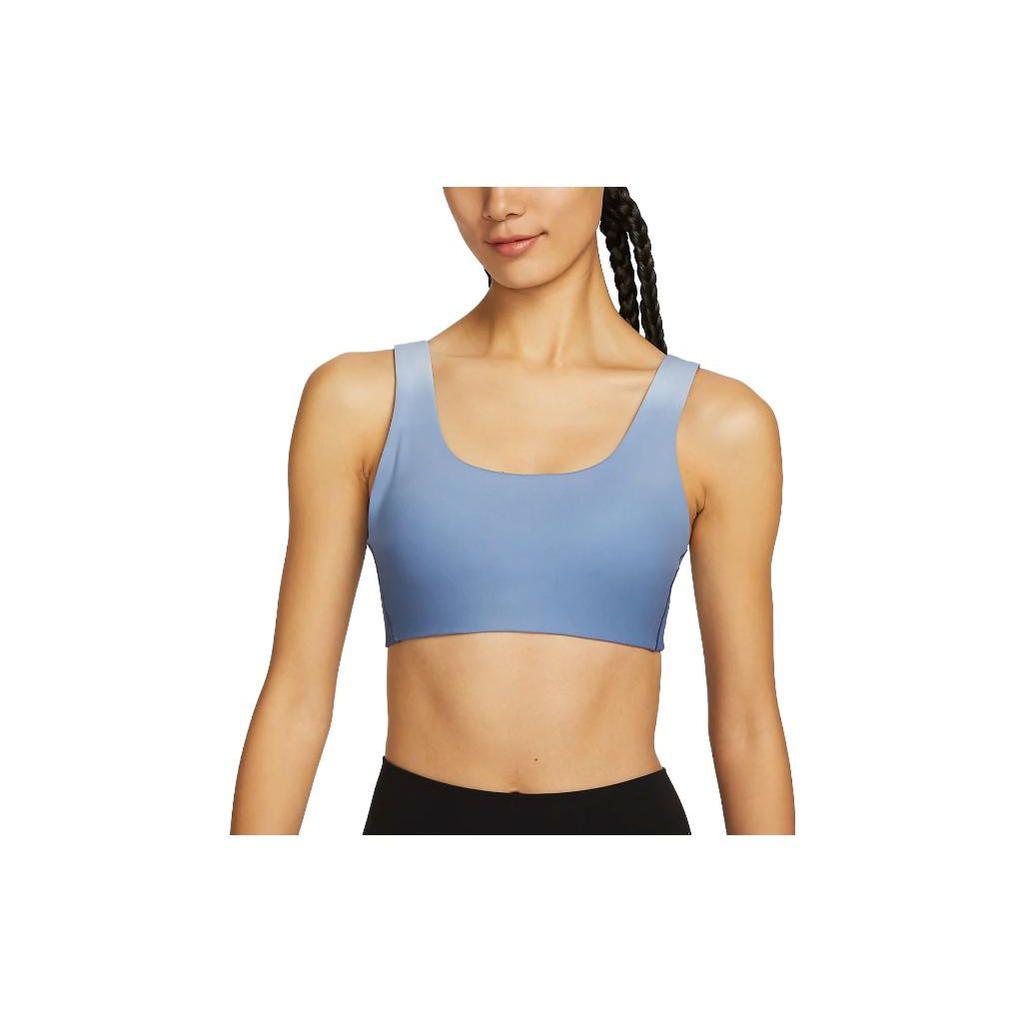 Nike Solid Color Brand Logo Shoulder Sports Bra Women Underwear Blue FD7320-491