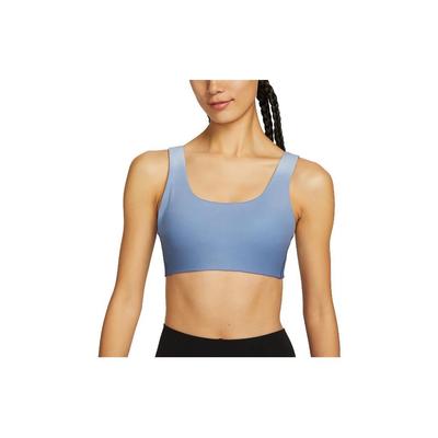 Solid Color Brand Logo Shoulder Sports Bra Women Underwear Blue FD7320-491