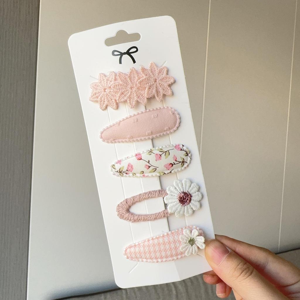 5pcs Clips Set for Kids Girl Hair Accessories Sweet Printe Hairbangs Hairclip Girls Barrette Ins Style Daisy Hairpin