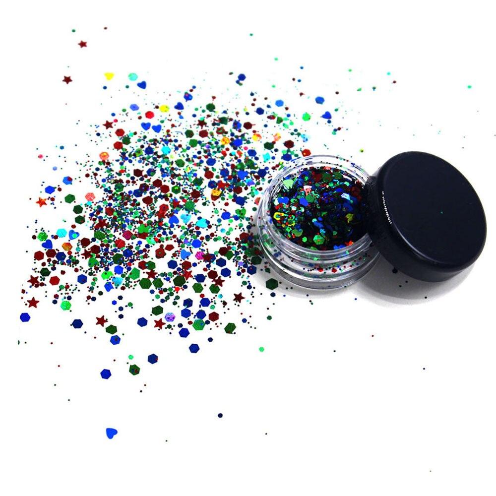 1 Box Sparkly Face Jewelry Laser Sequins Decorations Eye Shadow Nail Art Glitter Powder Body Art Stickers Makeup Festival Party