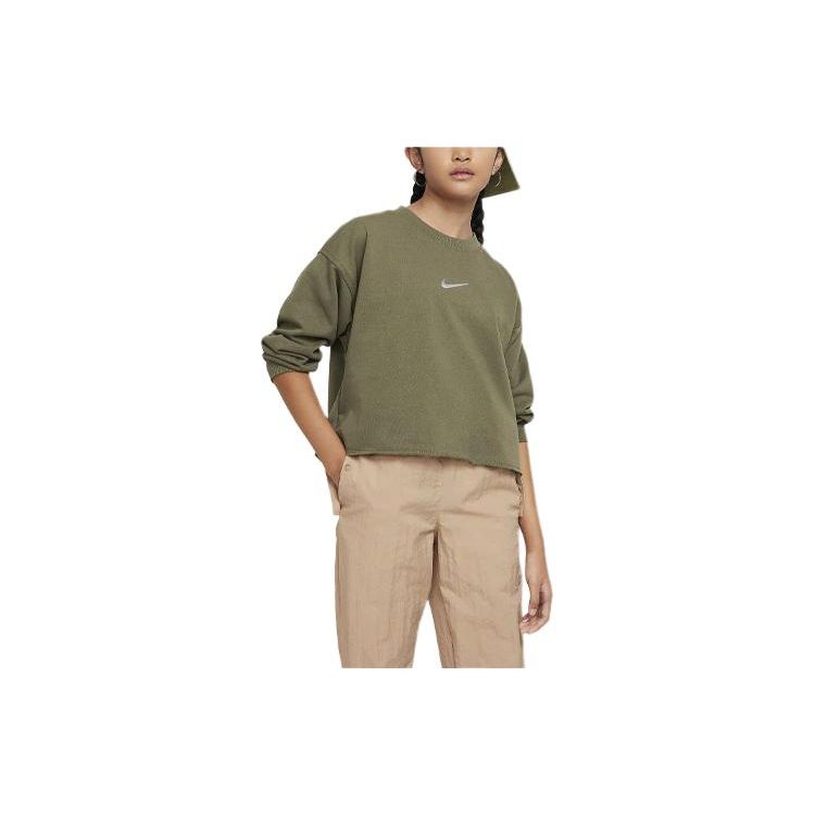 Nike Sportswear Solid Logo Ribbed Crewneck Loose Fit Sweatshirt Kids sweatshirt Medium-Olive FN8652222