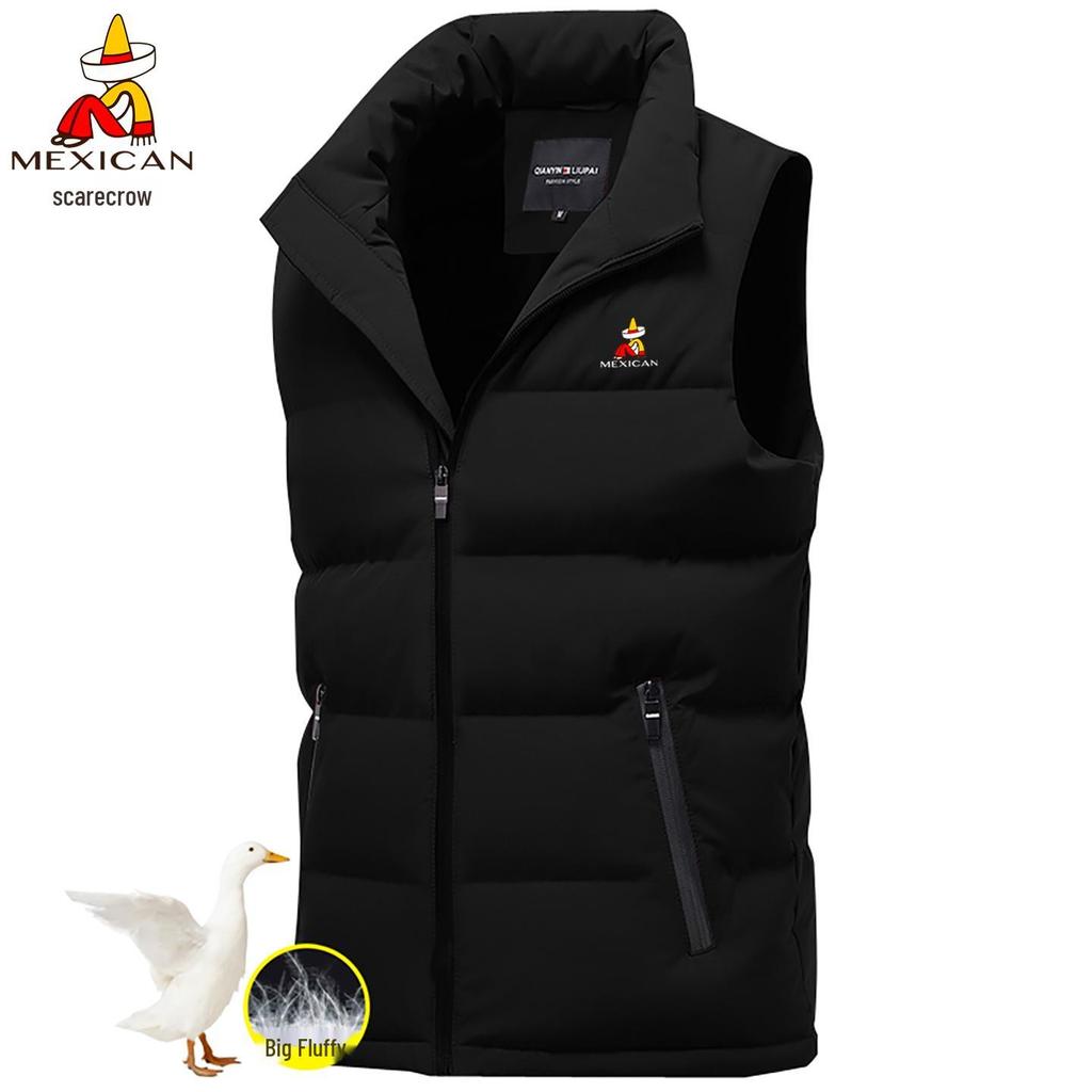 Pánská podzimní/zimní péřová vesta se stojáčkem – Bez rukávů, silná a teplá