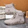 Women's High-top Casual Sneakers Handmade Leather Shoes Ankle Boots Spring & Autumn