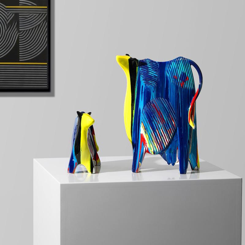Art Abstract Cow Ornaments Animal Creative Nordic Living Room TV Cabinet Entrance Desktop Home Soft Decoration Crafts