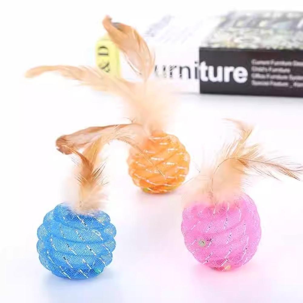 2pcs Tubular Ball Feather Ball Cat Toy Kitten Playing Pet Ball Toy