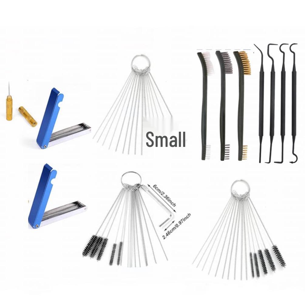 15-Piece Carburetor Jet Cleaning Brush Set with Spray Gun Nozzle Cleaners - Stainless Steel Needles & Nylon Brushes