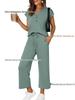 Women's Spring/Summer V-Neck Short Sleeve Buttoned Two-Piece Casual Suit