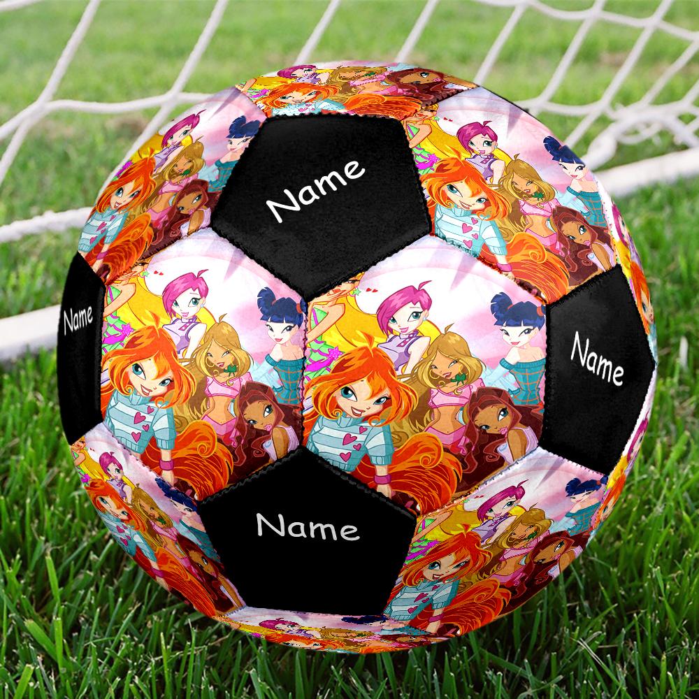 Custom Name Winx Club Theme Size 5 Soccer Ball, Suitable for Both Indoor and Outdoor Matches, a Gift Suitable for Everyone.