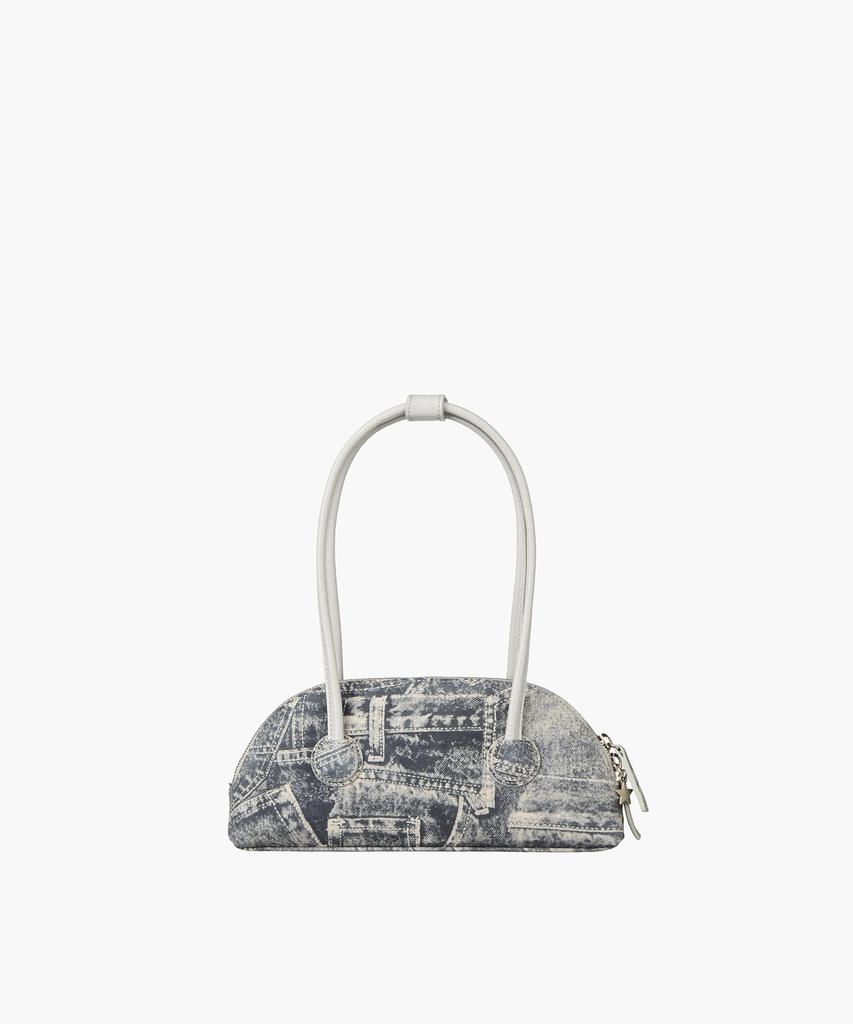 Margesherwood Bessette Shoulder_Light Gray Printed Suede+Crinkle