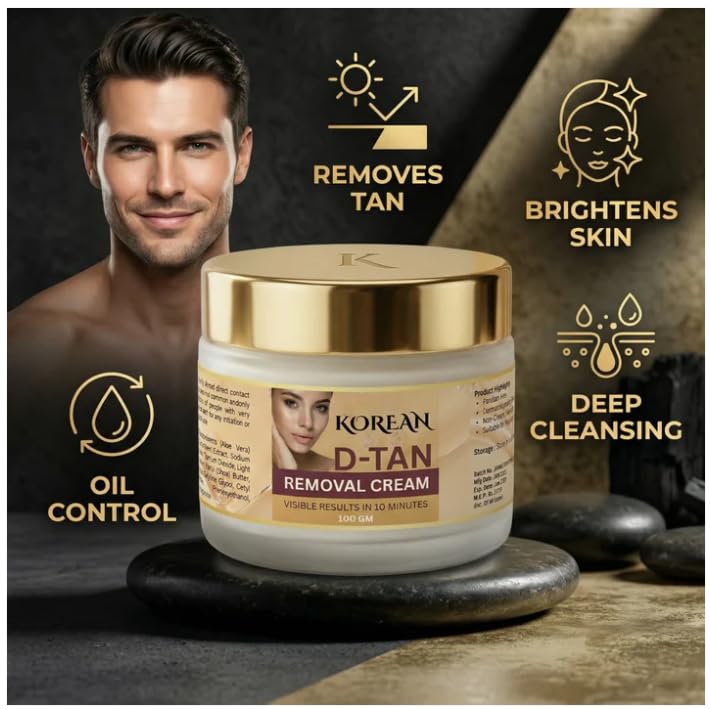 Korean D-Tan Removal Cream – Skin Brightening & Tan Removal Face Cream for Sun Damage, Dark Spots & Uneven Skin Tone, Hydrating Korean Skincare Fo