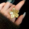 Exaggerated Hollow Metal Line Flower Big Ring for Women Trendy Metal Finger Ring Hip Hop Statement Party Jewelry New