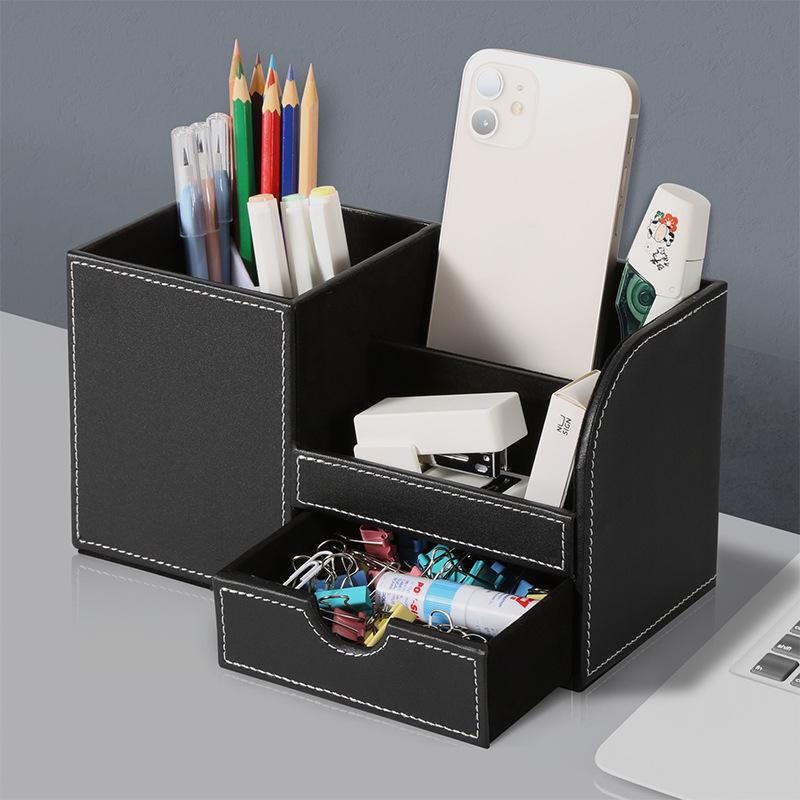 Moderner Business-Stifthalter - Multifunktionaler Leder-Schreibtisch-Organizer