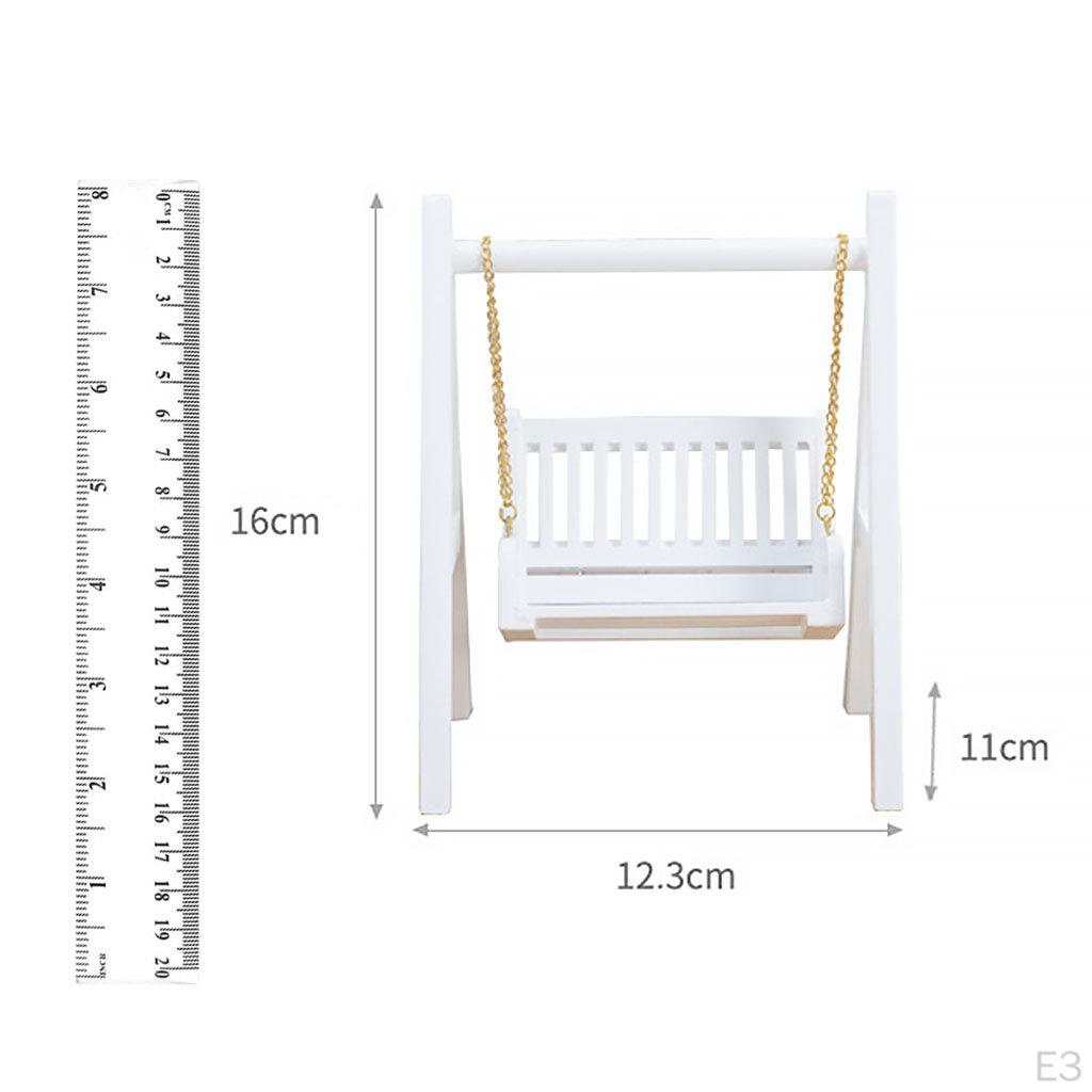 /12 Exquisite Miniature Wooden Porch Swing for Garden Doll Craft Kids Pretend Play Toy