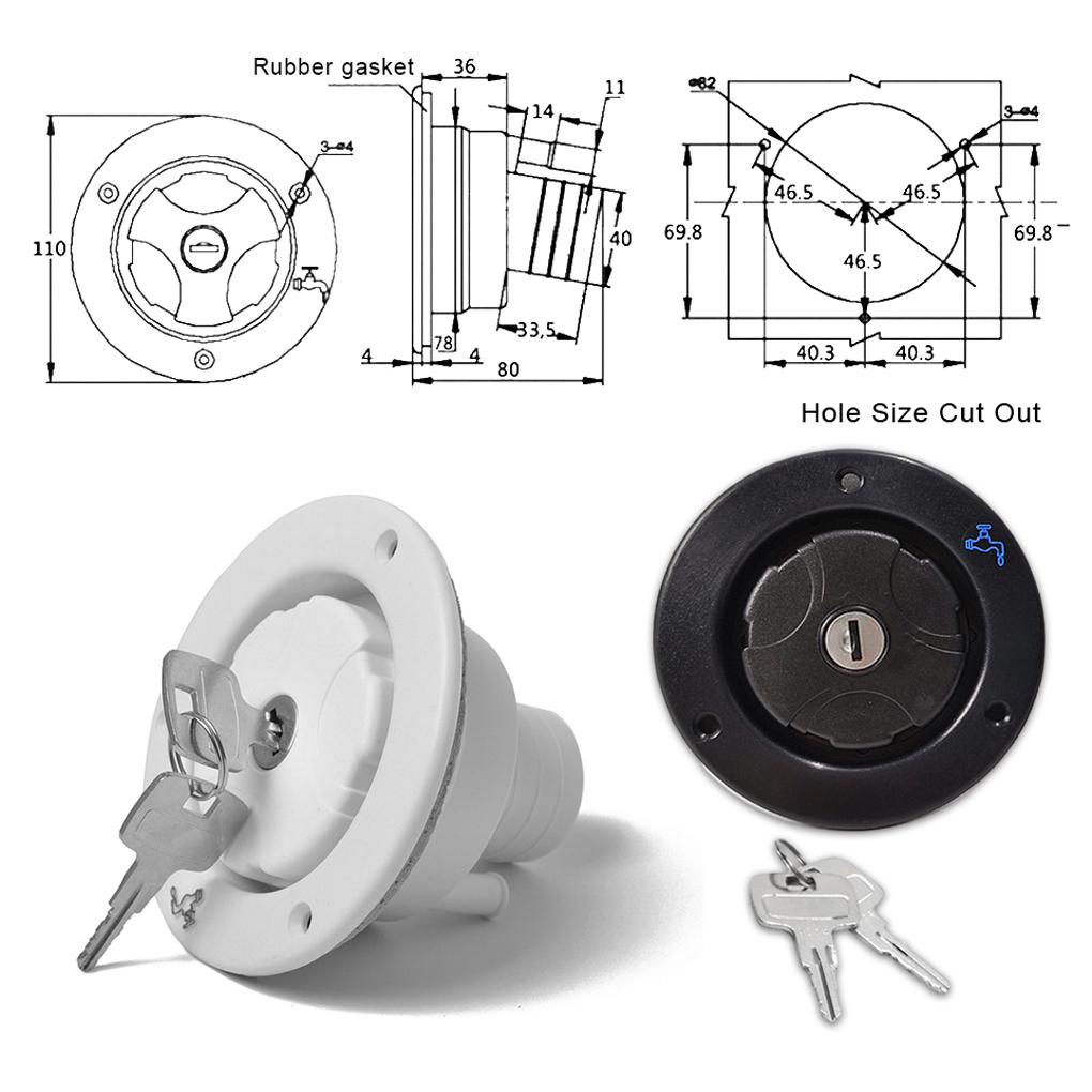 Easy Installation Maintenance For Camping Trailer Water Inlet Filler Fresh Water Locking Cap