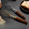Thickened and Densified 304 Stainless Steel Wooden Handle Egg Beater A Hand-baking Tool for Flour and Cream