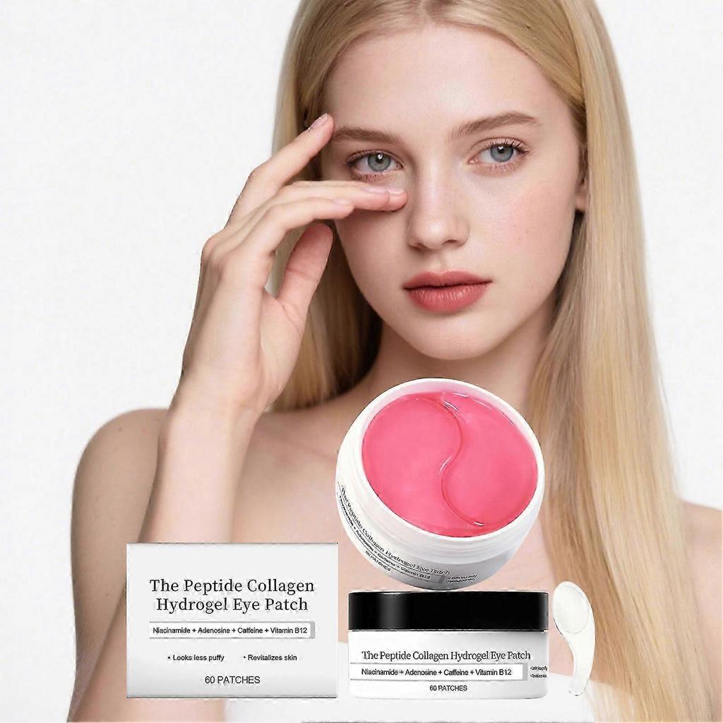 60 Stück Augenmasken für Frauen, Peptid-Kollagen-Hydrogel-Augenpflaster Anti-Aging Bekämpft feine Linien für geschwollene Augen und dunkle Ringe
