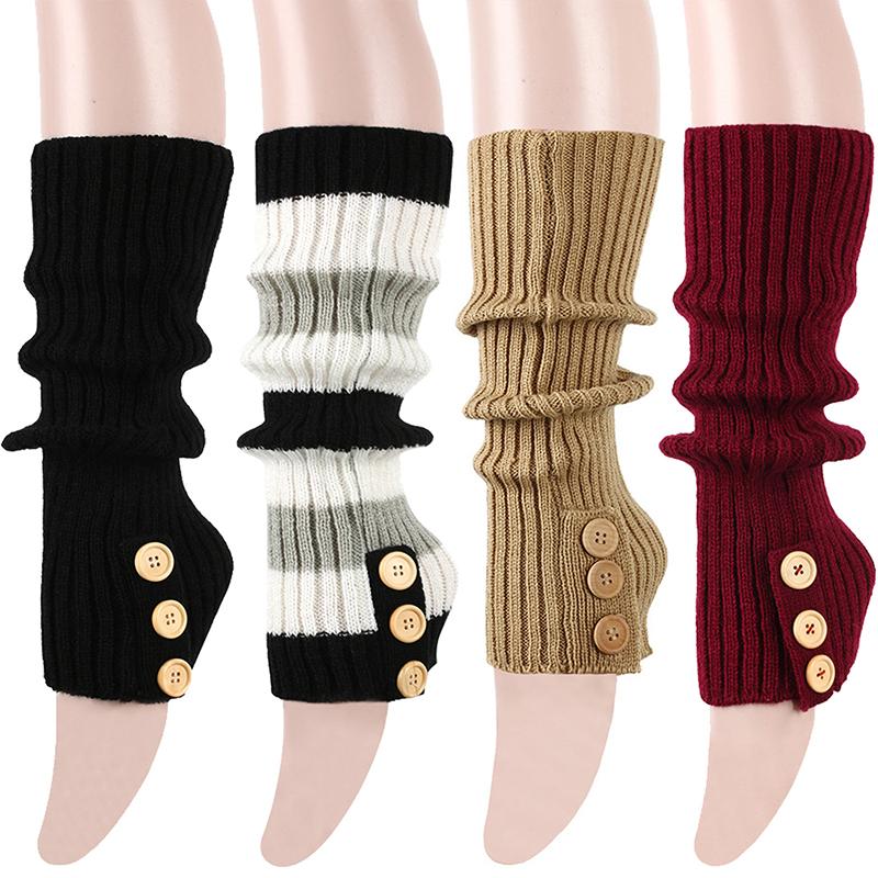New Autumn Winter Warm Knitted Knitted Button Socks Long Boot Cover JK Pile Socks Warm Foot Socks Leg Protectors Foot Warmers