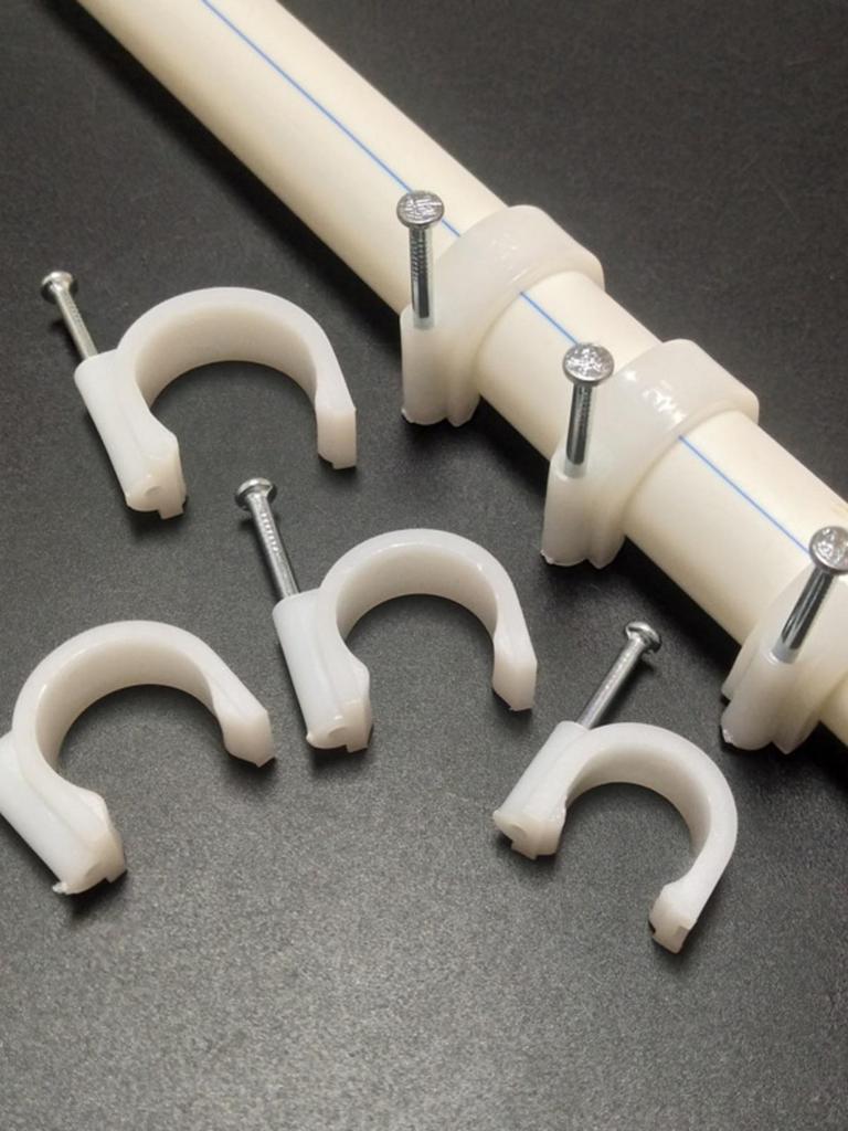 Steel Nails and PVC U-Shaped Clips for Water Pipes and Wires- 3/8", 1/2", 3/4"