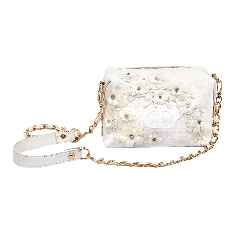 

DIOR [Customized Cosmetic Bag] Fantasy Incredible French Elegant and Gentle White Textured Fabric Storage Bag білий