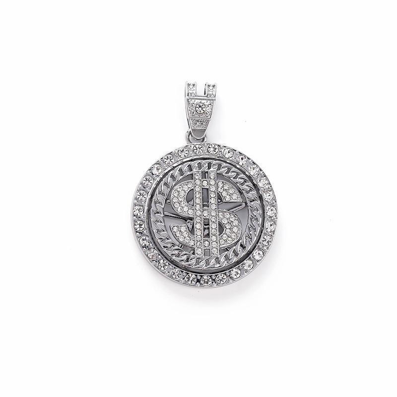Hip Hop Spinning Dollar Pendant Jewelry Street Rap Rock Style Knife Necklace Jewelry