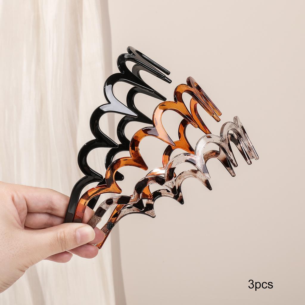 3 Adet Siyah Dalgalı Taraklı Saç Bantı, Kaymaz Moda Zikzak Saç Bantları, Kadın Kızlar için Saç Aksesuarı