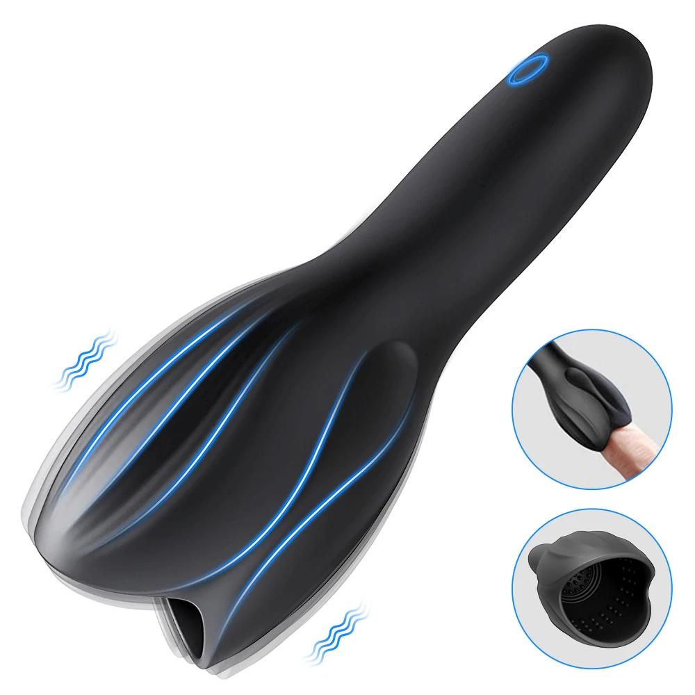 Masturbatore Esercitatore Stimolatore Glande Massaggiatore Allenatore Ritardo Picchiettare Pizzicare Vibrazione Stroker Pene Giocattoli Sessuali Per Uomini 18+