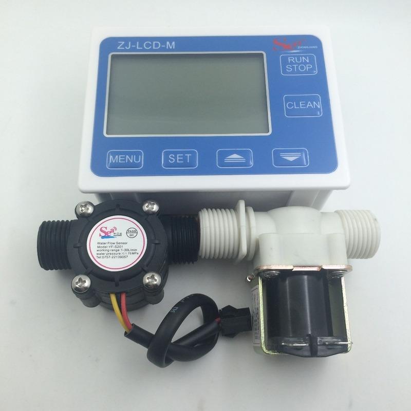 Durable Quality 1/2" Water Flow Control Meter LCD Display + Flow Sensor + Solenoid Valve Light Weight