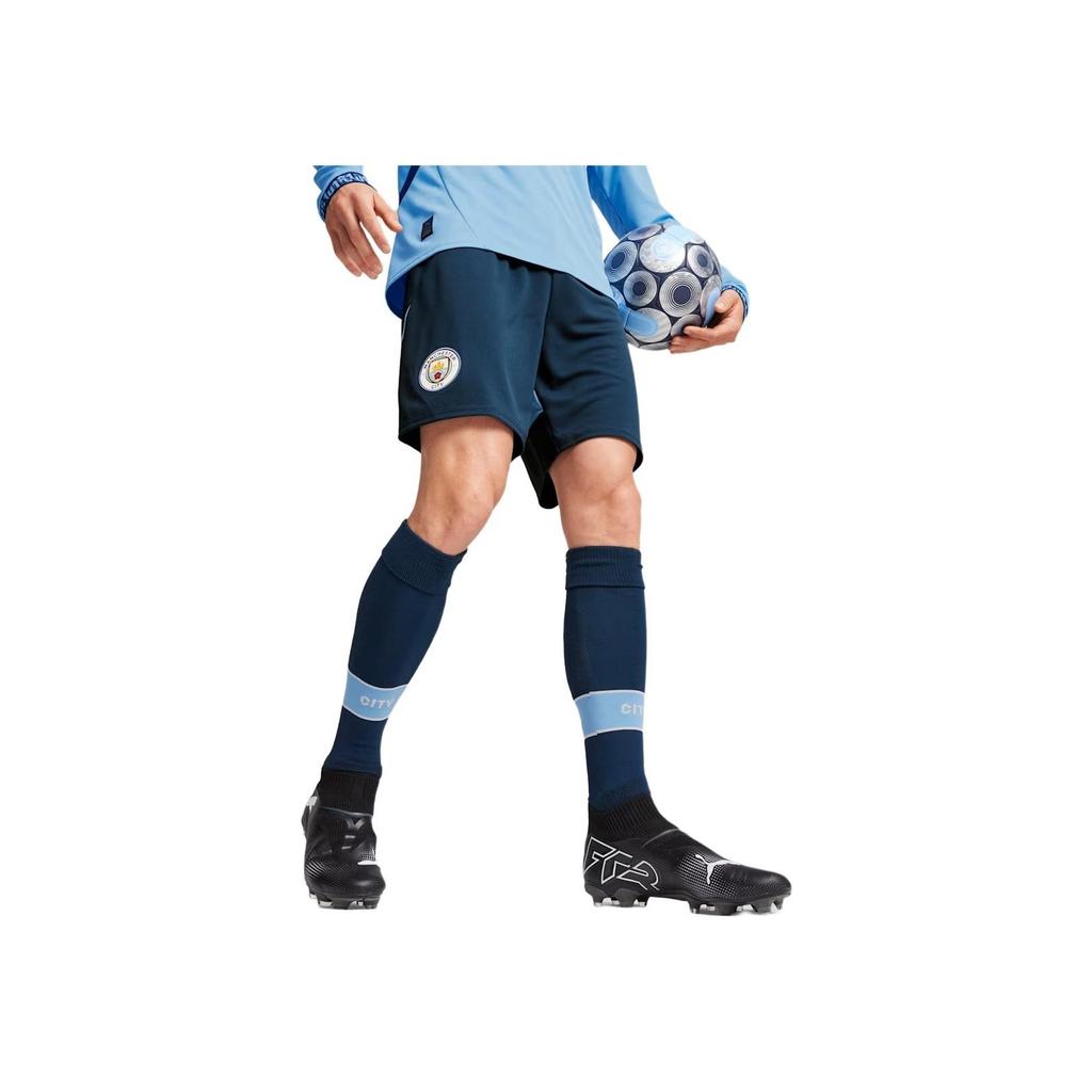 Puma Manchester City 24/25 Shorts With Logo Pattern And Color Block Design Men Shorts Ocean-Blue 775114-54