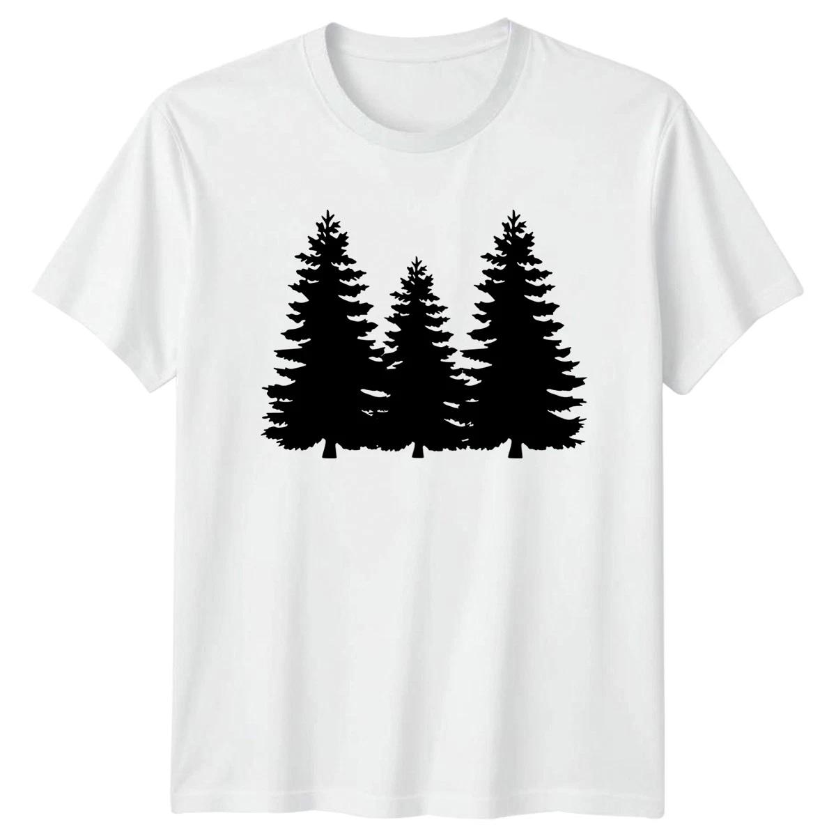 Three Pine Trees Forest Silhouette T-Shirt Evergreen Wilderness Nature Outdoors XL