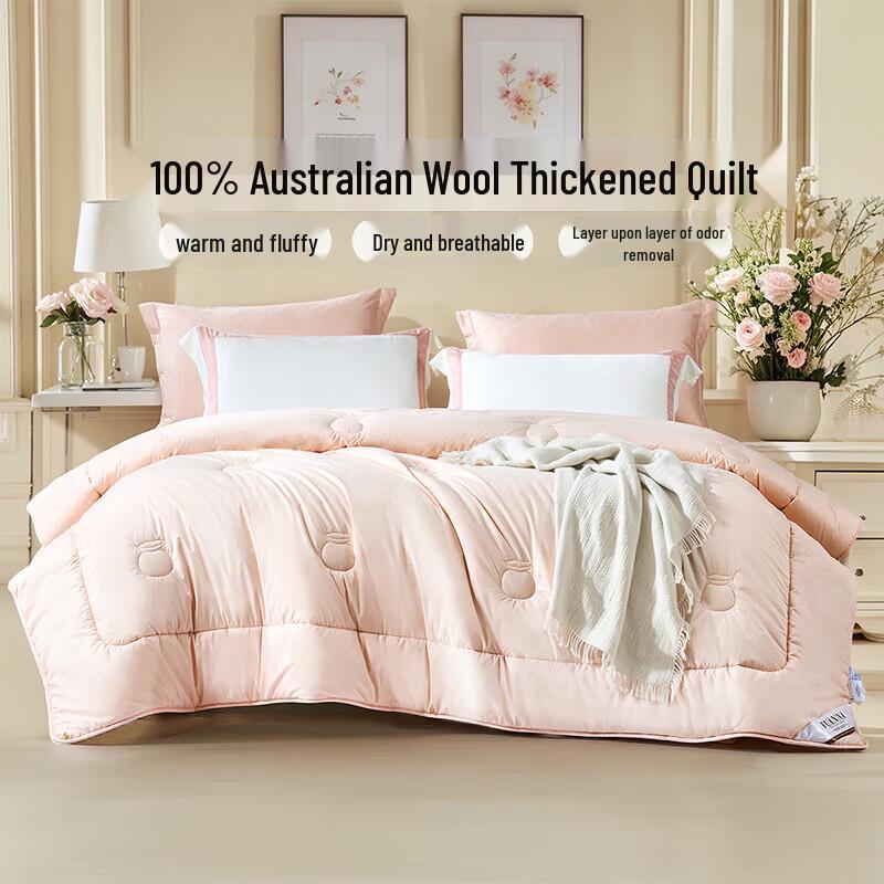 FUANNA Australian Pure Wool Thickened Quilt with Cotton Cover