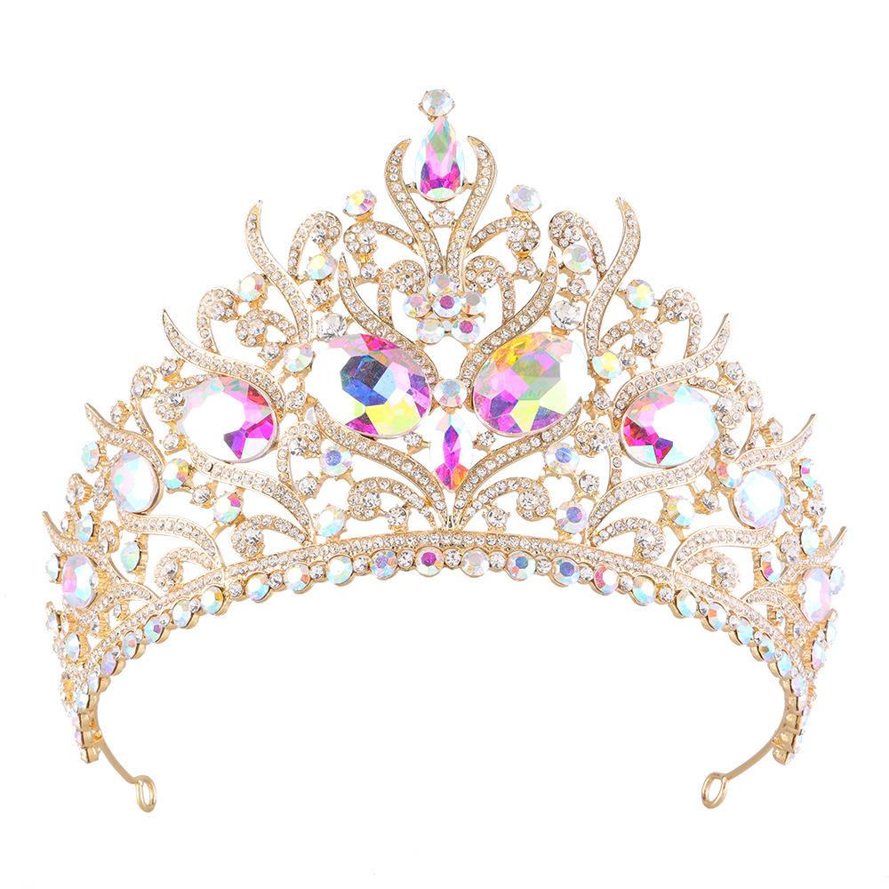 DIEZI 7 Colors Vintage Baroque Luxury Rhinestone Crystal Tiara Women Wedding Party Elegant Bridal Bride Crown Hair Accessories