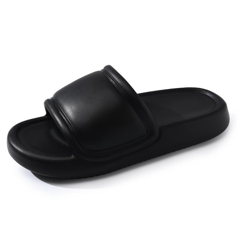 

Slippers summer home non-slip one-word slippers men s outer wear bathroom couple thick-soled men s sports cool slippers 40-41 чорний
