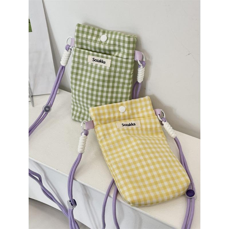 New Grid Phone Bag Miscellaneous Storage Bags Walking Key Card Bag Coin Purse Girls Shoulder Bag Crossbody Bags Phone Pouch