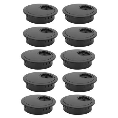 10 stk Ledningsgjennomføring Blank Svart Skrivebord ABS Plast Ledningshull Port Organizer 60mm