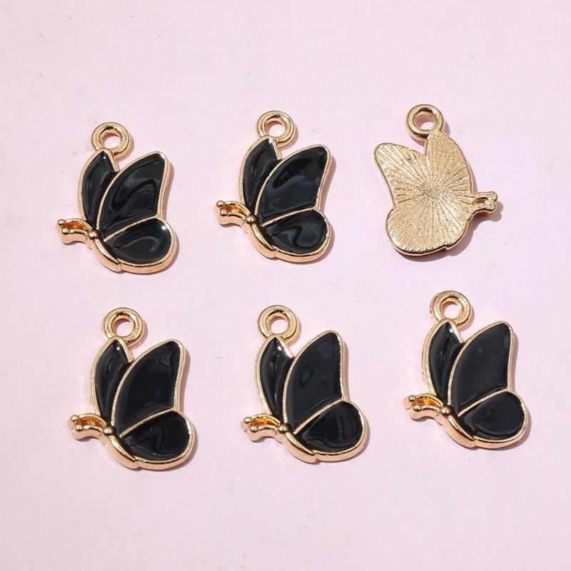 50Pcs 11x13mm Small Alloy Butterfly Charms Pendants Multi Colors For DIY Bracelet Necklaces Jewelry Making Accessories