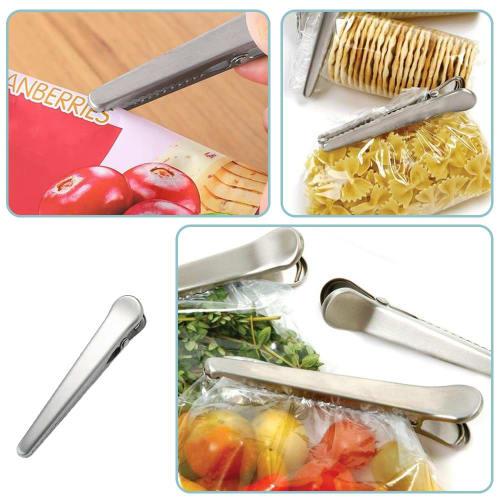 GOODCHI Stainless Steel Bag Clips, Strong, Moisture-Proof, for Food Storage, Condiment Storage, and Airtight Containers, 115mm, Set of 6