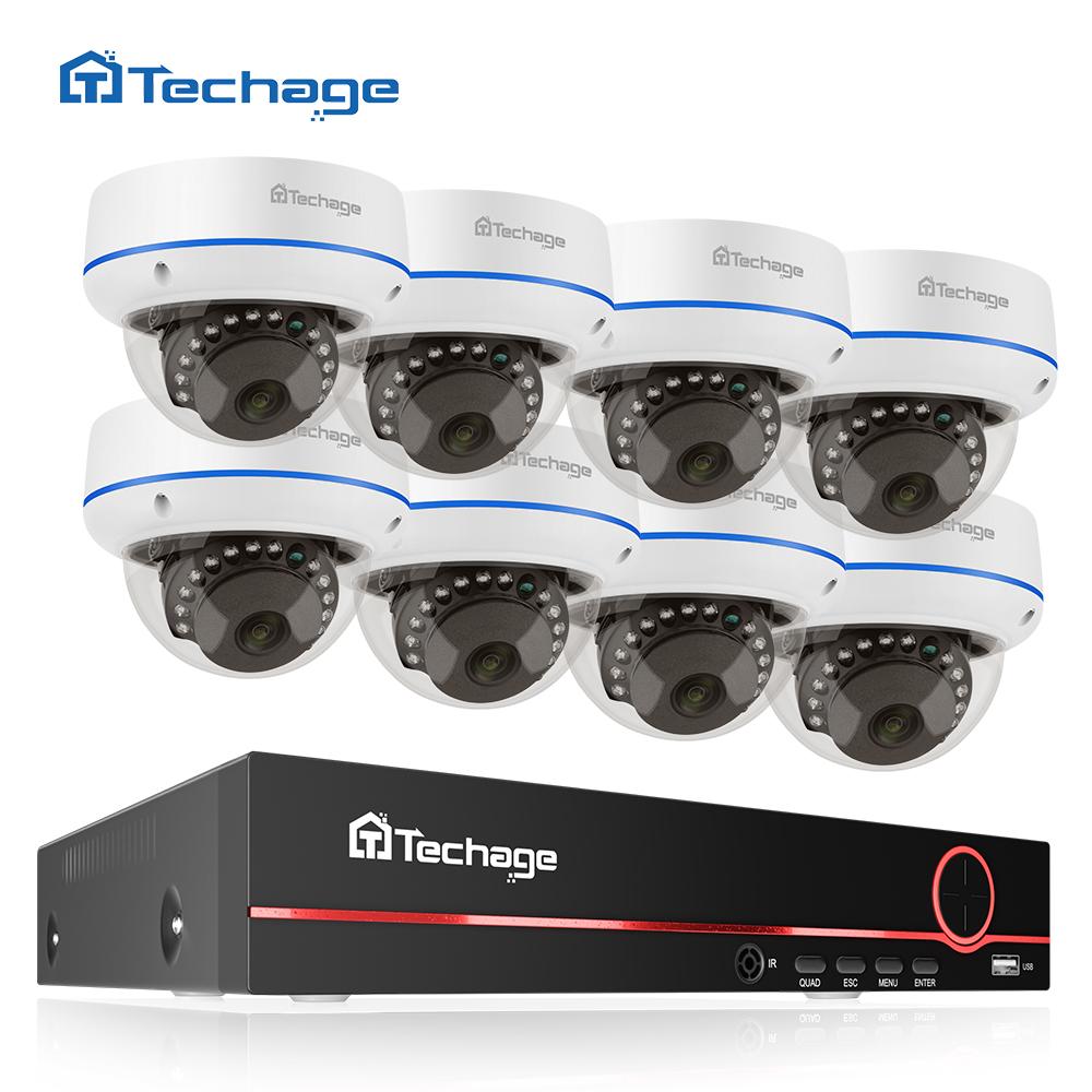 

Techage 8CH POE Система камер H.265 1080P 3MP Видеозапись Вандалозащищенная IP-камера Крытый CCTV Комплект видеонаблюдения