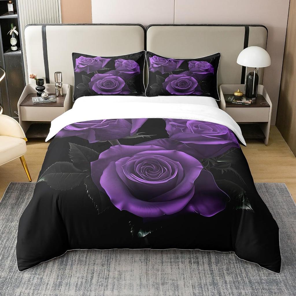 Rose Duvet Cover Sets Lightweight Comforter Cover For Boys Girls Children Teens Bedroom Decor Queen King Size With 2 Pillow Case