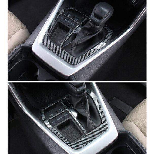 Steel Carbon Fiber Middle Console Gear Shift Trim For Toyota RAV4 2019-2023 1PCS