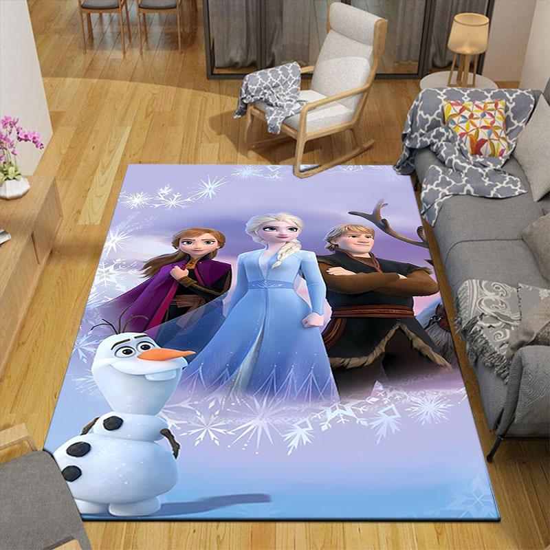 Frozen-themed floor protection rug, Elsa princess cartoon rug, suitable for room décor and as a gift.